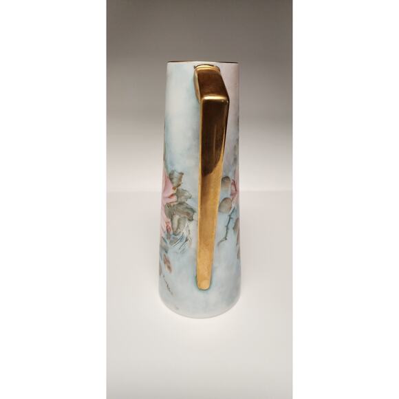 VINTAGE 1970s  HAND PAINTED COFFEE TEA POT, ROSES & GOLD - Picture 6 of 14